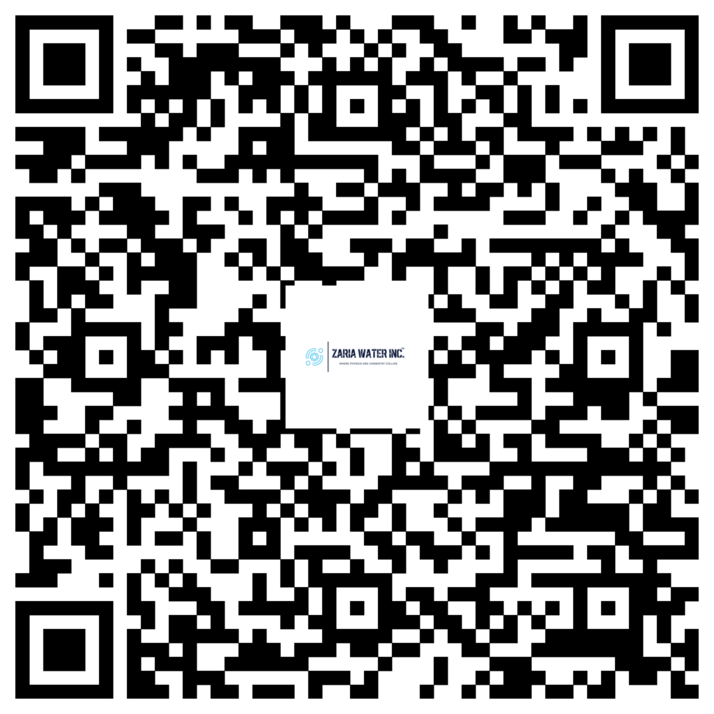 QR code to visit Zara Water Inc. website (logo shown at bottom). Scan to open the page.