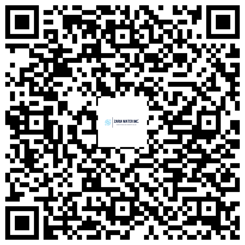 QR code with Zara Water Inc. logo near the bottom center.